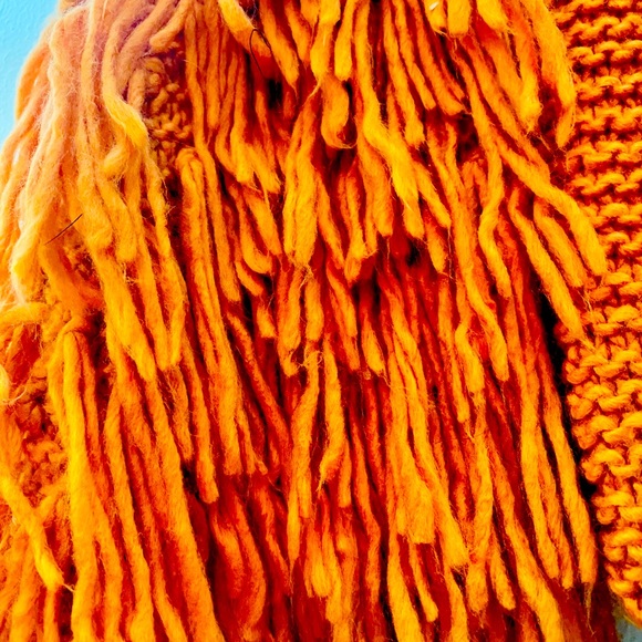 Shaggy Fringe Orange Sweater Vest - Picture 4 of 5
